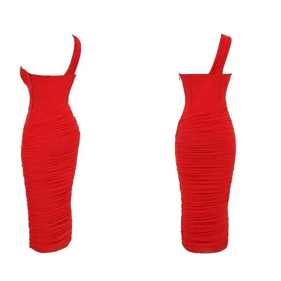House of CB Valentina Scarlet Asymmetric Cutout Midi Dress Size XS - Picture 3 of 9